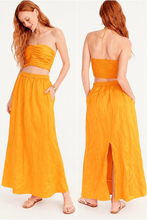 J. Crew Dresses & Skirts - J. Crew Collection Textured Satin Skirt Set Halter Top Midi Maxi Two Piece Dress